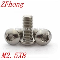 M2.5*8 M2.5 x 8mm button head hex socket screw Stainless steel iso7380