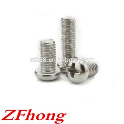 M1 to M6 stainless steel 304 A2-70 pan head cross recessed machine screw