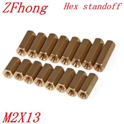 1000pcs/bag M2*13 M2x13 brass female female threaded hex standoff pcb brass standoff spacer