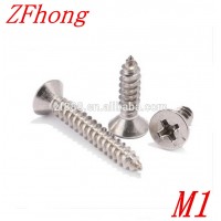 M1*3 /4/5/6 /8 1mm phillips stainless steel flat head self tapping screw