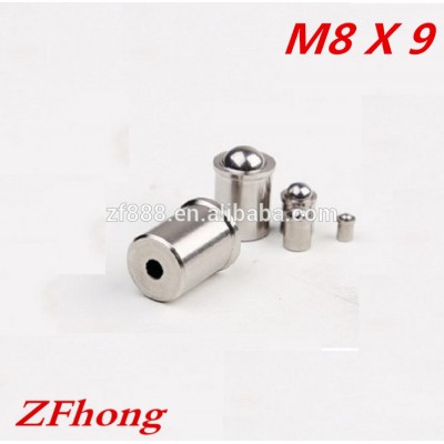 M8*9 stainless steel 304 smooth spring ball point plunger set screw