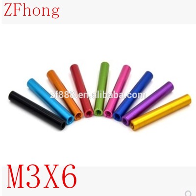 m3 x 6 M3*6mm color anodized round aluminum standoff spacer in airplane model