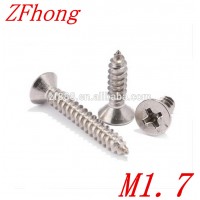 M1.7*3 /4/5/6 /8 1mm phillips stainless steel flat head self tapping screw