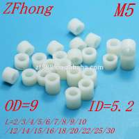 OD=9mm ID=5.2mm, M5 ABS nylon standoff pcb spacer plastic standoff round plastic spacer