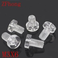 1000pcs/bag M3*6 m3x6 Transparent Acrylic Phillips Pan head PC screw