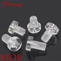 1000pcs/bag M3*16 m3x16 Transparent Acrylic Phillips Pan head PC screw