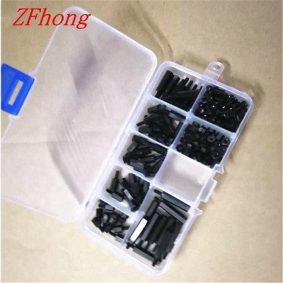 180pcs m2 M2.5 M3 M-F Black Spacing Screw Plastic For PCB Motherboard Fixed Nylon Standoff Spacer Pillar Assorted Kit